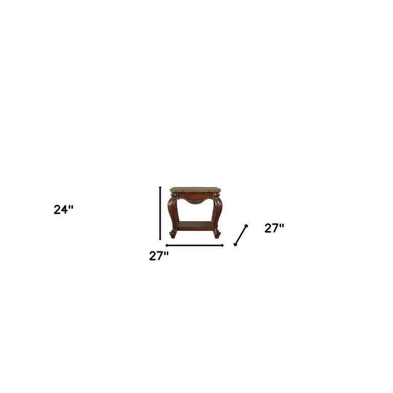 HomeRoots 24" Oak Solid Wood Square End Table With Shelf - 24