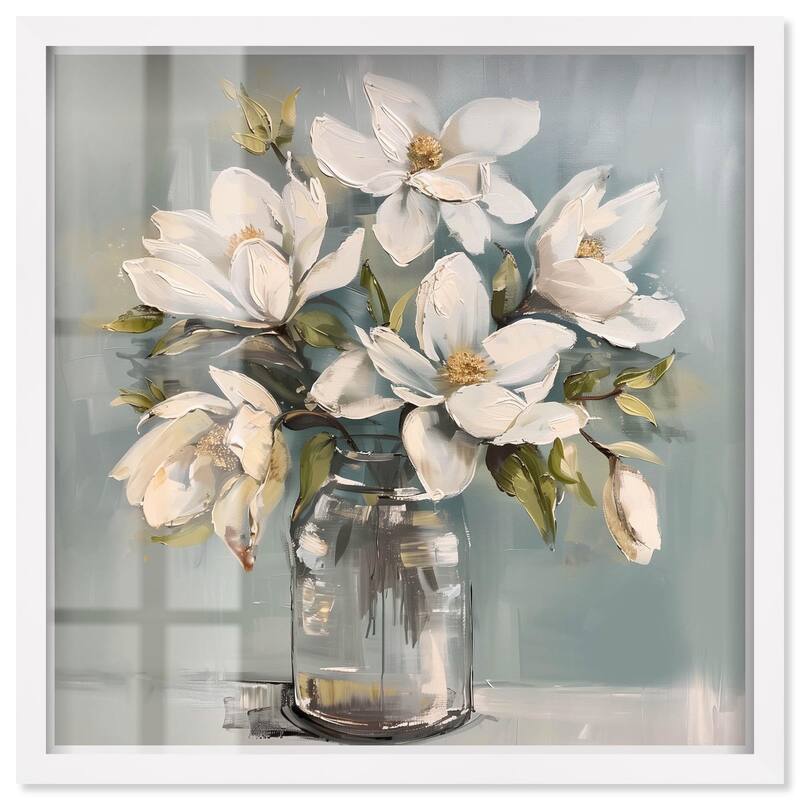 Prismatic Floral and Jar Shadowbox by Art Remedy - White - 12" x 12"