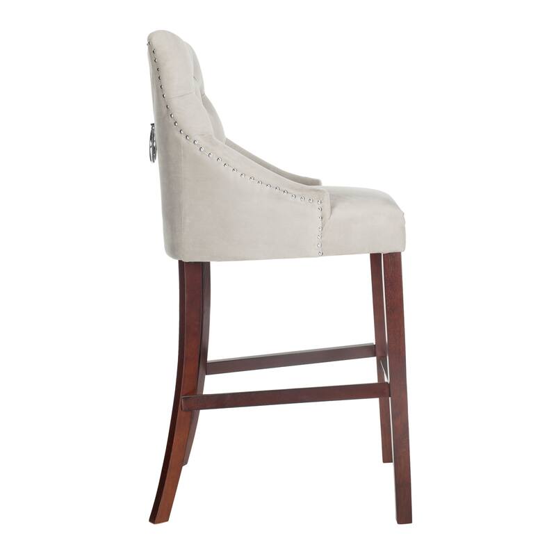 SAFAVIEH Clara 30-inch Tufted Wing Back Bar Stool (Set of 2) - 22.5" x 25" x 45" - 23Wx25Dx45H