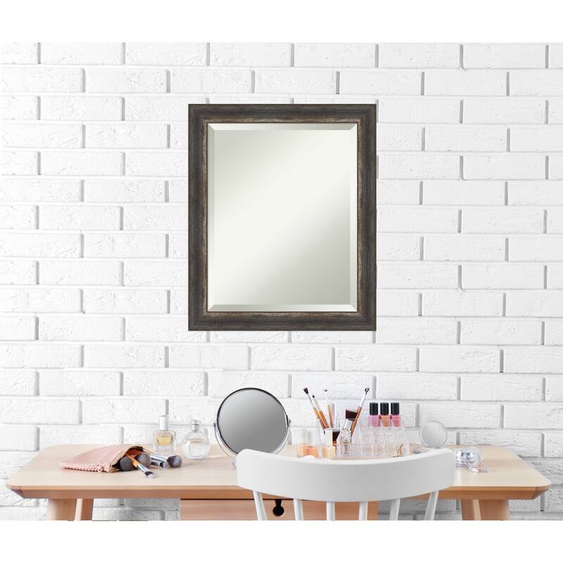 Beveled Wall Mirror - Bark Rustic Char Narrow Frame - Bark Rustic Char Narrow