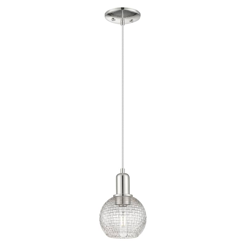 Innovations Lighting Endless Possibilities Arcadia - Athens - 1 Light 6" Basketweave Cord Hung Mini Pendant - Polished Nickel