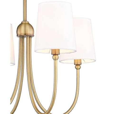 Antique Brass 22" Farmhouse Chandelier with 4 Fabric Shades