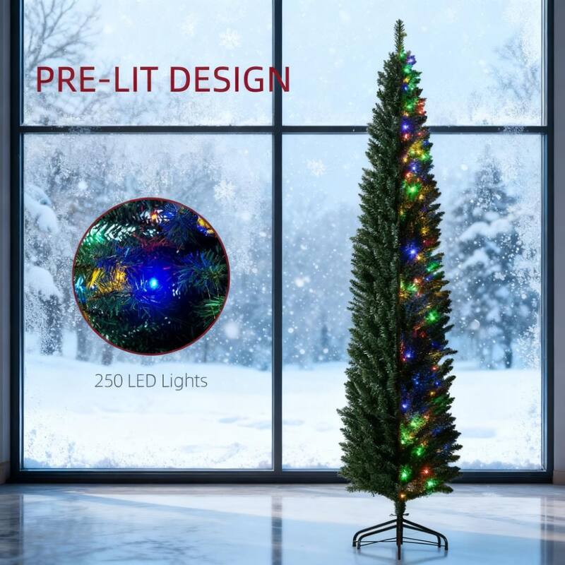 8' Artificial Pencil Christmas Trees - Green