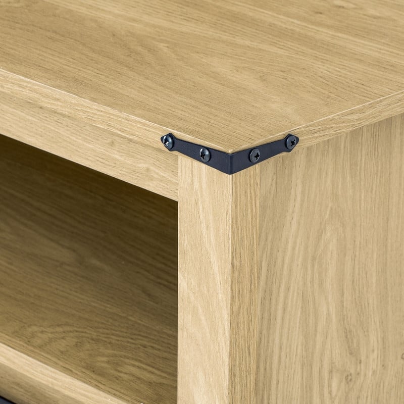 Farmhouse 59.3" Sideboard Buffet with Sliding Barn Doors and Open Storage for Living or Dining Spaces