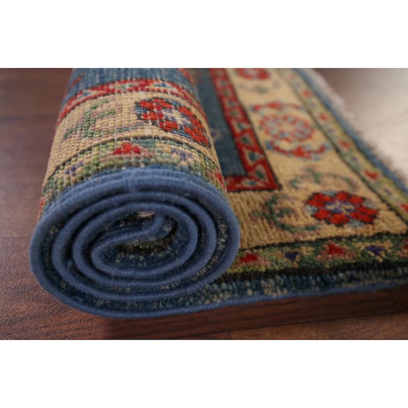 Blue Traditional Kazak Foyer Rug Hand-Knotted Wool Carpet - 2'1" x 3'1"