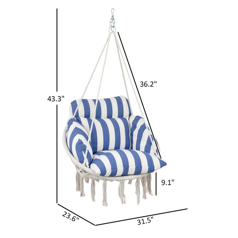 Hanging Swing Chair with Large Cushion and Adjustable Chain - 31.5" W x 23.6" D x 15.7" H