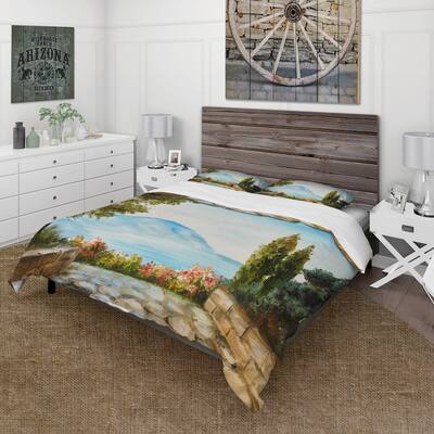 Designart 'Mountains View By The Sea Side' Nautical & Coastal Duvet Cover Set
