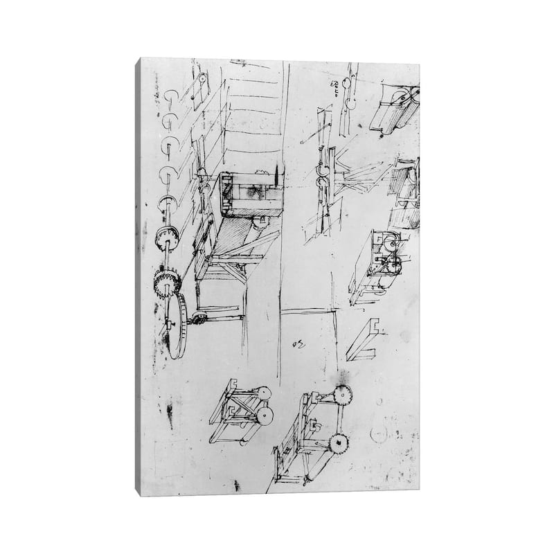 iCanvas "Machine designs, fol. 367r-b " by Leonardo da Vinci Canvas Print