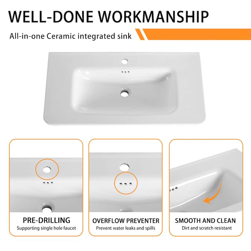 Bathroom Vanity With Sink In 36/40 Inch, Freestanding Bathroom Vanity With Soft Close Door and Adjustable Shelf