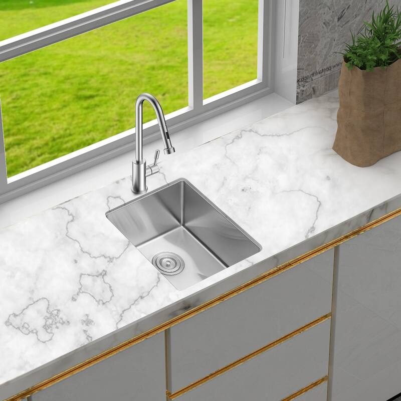 Undermount 16 Gauge Single Bowl Stainless Steel Kitchen Sink in Brushed Nickel