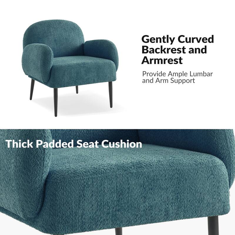 Abe Modern Boucle Accent Chair with Adjustable Metal Legs Set of 2 by HULALA HOME