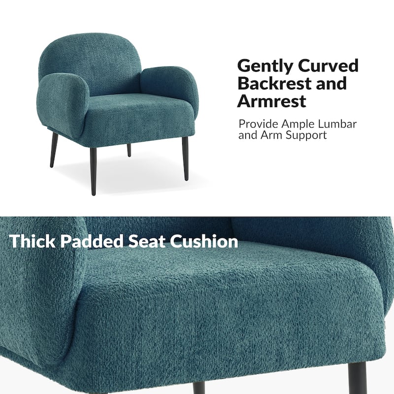 Abe Modern Boucle Accent Chair with Adjustable Metal Legs by HULALA HOME