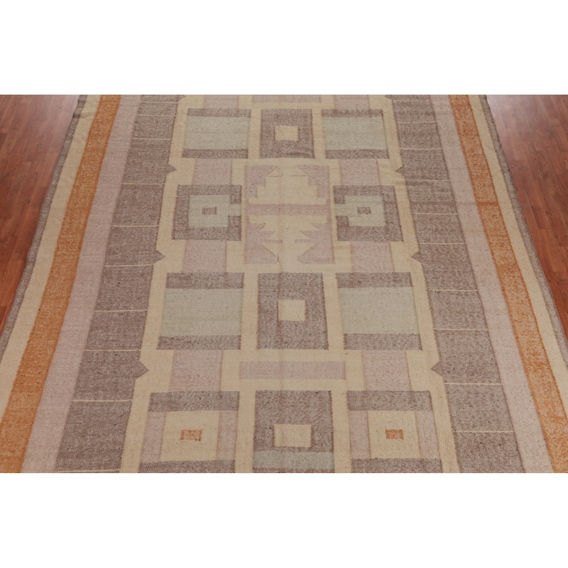 Hand Woven Oriental 100% Jute Carpet Southwestern Modern Multi-Colored Kilim Area Rug - 13' 1'' X 10' 8''