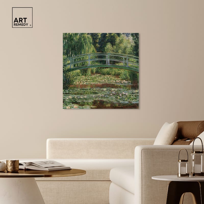 Art Remedy Monet - The Japanese Footbridge And The Water Lily Pool Giverny Gallery Wrapped 1 Piece Canvas Wall Art