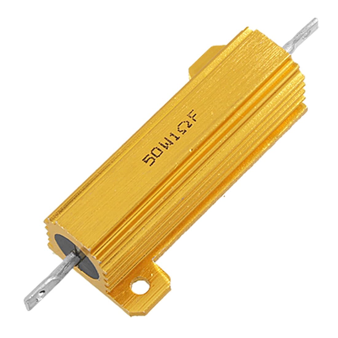 50W 1 Ohm 1% Chassis Mount Aluminium Clad Resistor Gold Tone - Gold Tone