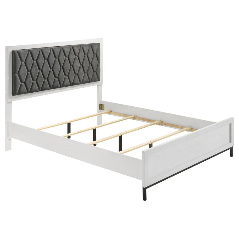 Taraval White Queen Upholstered Panel Bed