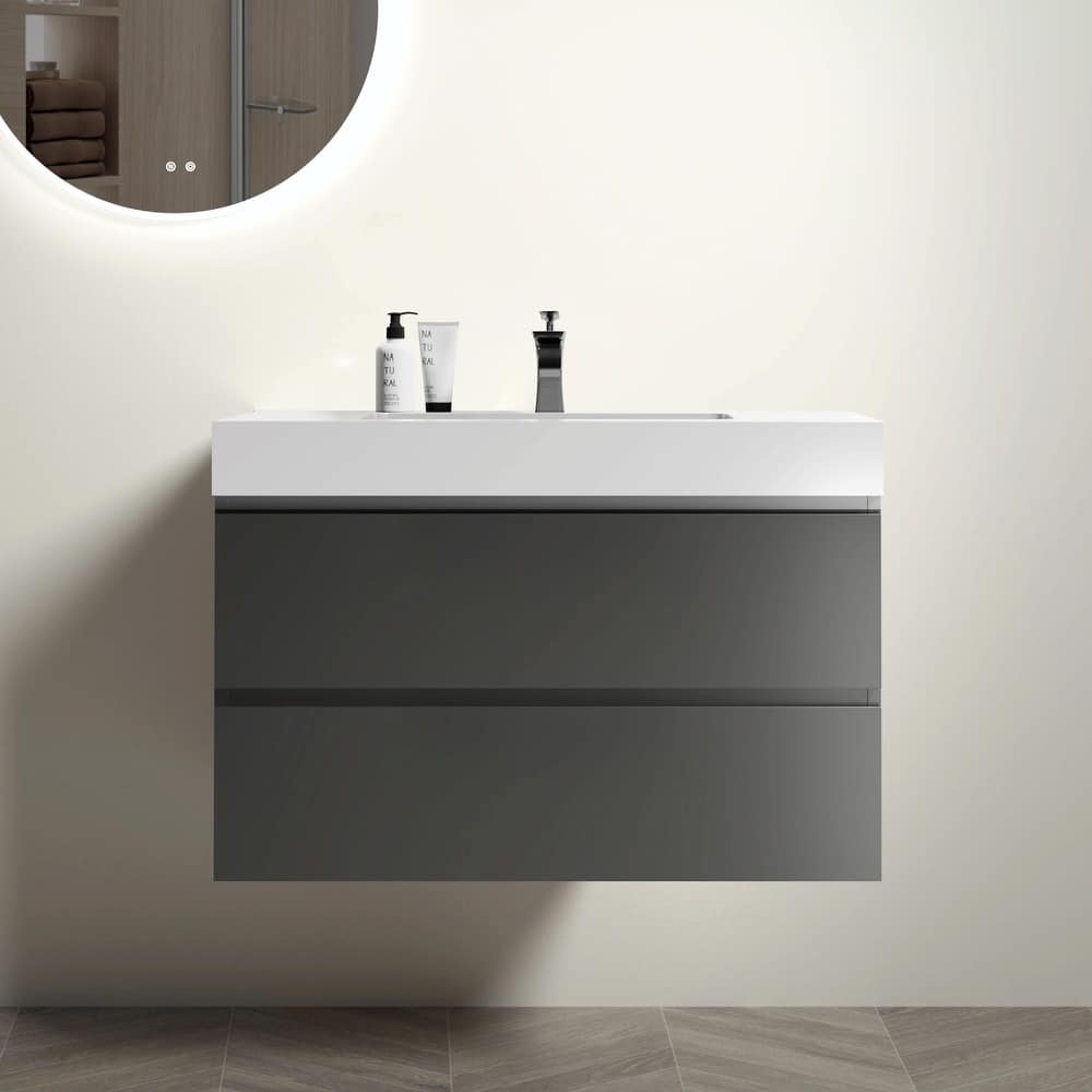 36"/30"/24" Floating Bathroom Vanity with Sink, Wall-Mounted Storage Cabinet