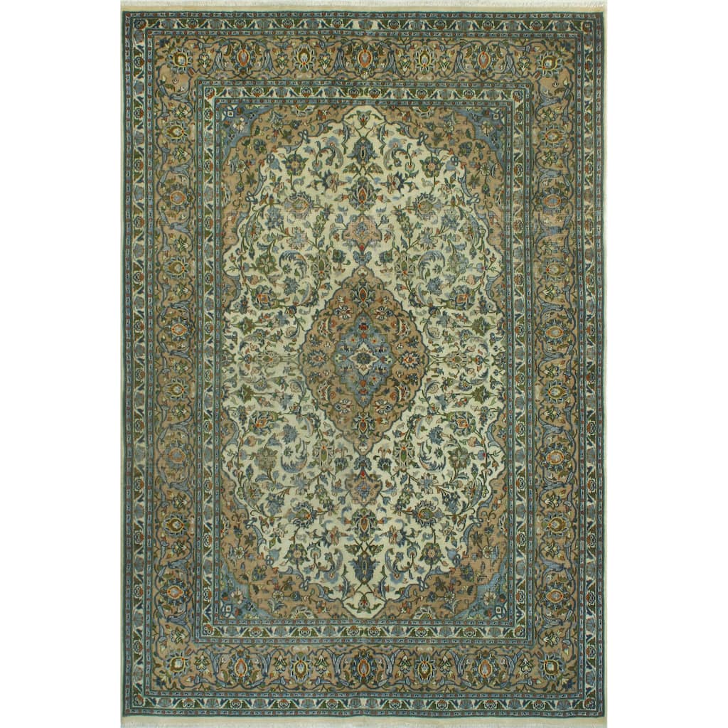 Fine Vintage Tabriz Allison Ivory/Beige Rug - 6'3" x 9'3"