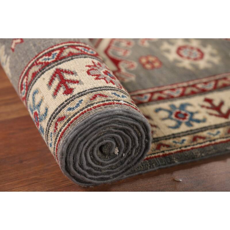 Geometric Kazak Runner Rug Handmade Traditional Wool Carpet - 2'8" x 16'4"