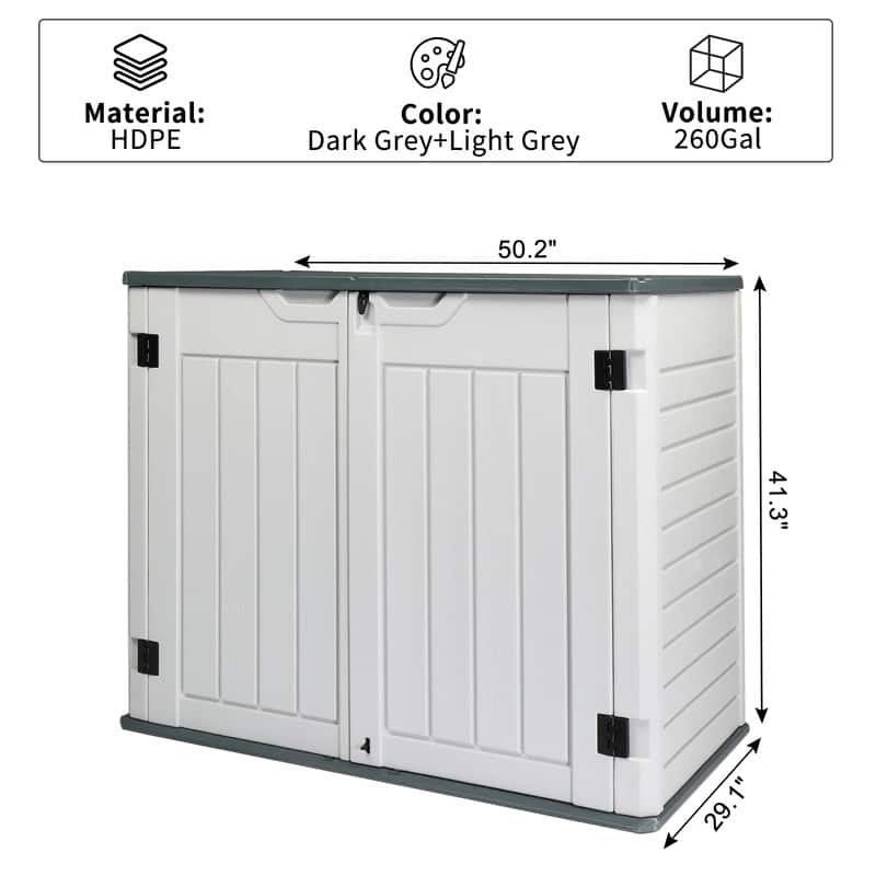 Gray White HDPE Water-Resistant Outdoor Deck Box