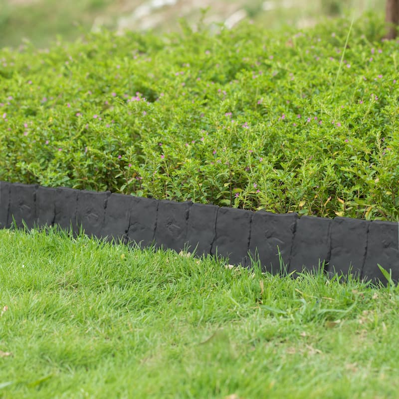 Cobbled Stone Outdoor Lawn Edging Gate 10pk Interlocking Stakes