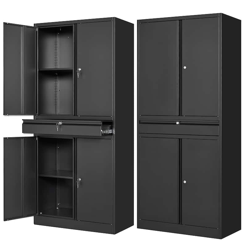 Metal Garage Storage Cabinet Tool Cabinet with Drawer - N/A
