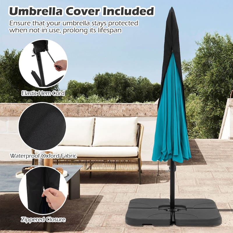 Costway 10 FT Offset Hanging Umbrella Patio Cantilever Umbrella with