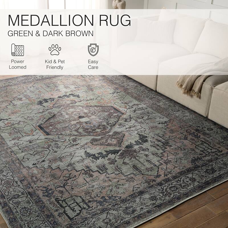 Abbott Machine Washable Medallion Area Rug