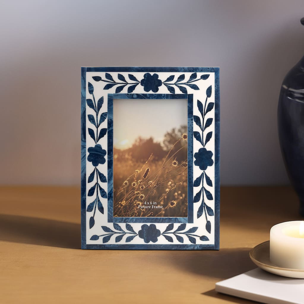 Wood Glass Decorative Photo Frame Handcrafted Boho for Home Display