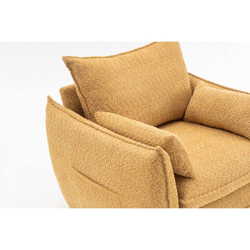 Chenille Sharp-Angle Accent Chairs with Steel Frame and Tool-Free Assembly