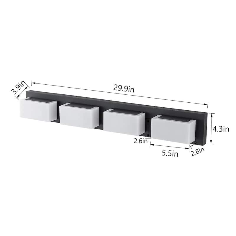 Modern 3/4/5-Light Black Integrated LED Bathroom Vanity Light Dimmable Wall Sconce for 350°Rotatable