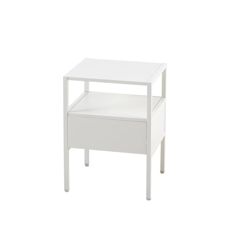 Modern Natural Rattan Wooden Nightstand/End Table/Side Table with Drawer(Set of 2)