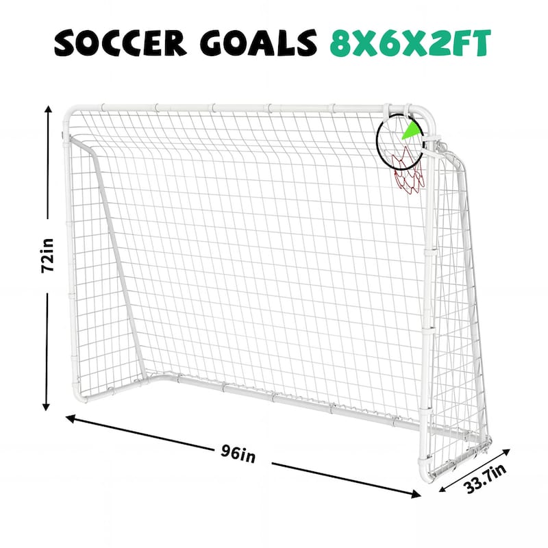 6 X 8FT Soccer Goal for Backyard Kids Portable Soccer Net with High-Strength Nets
