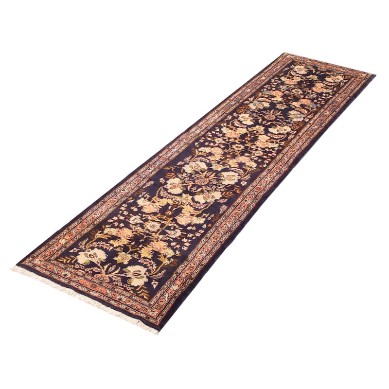ECARPETGALLERY Hand-knotted Anadol Dark Navy Wool Rug - 2' 9" x 10'