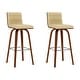 preview thumbnail 72 of 120, Skara Swivel Bar Stool, Upholstered Bar Height Chair with Bentwood Frame Set of 2 - Cream Faux Leather & Walnut