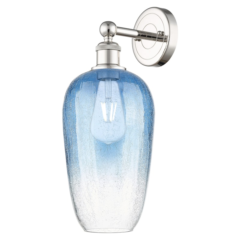 Innovations Lighting 616-1W-18-7 Brookhaven Flute Sconce Brookhaven - Polished Nickel / Sapphire Blue