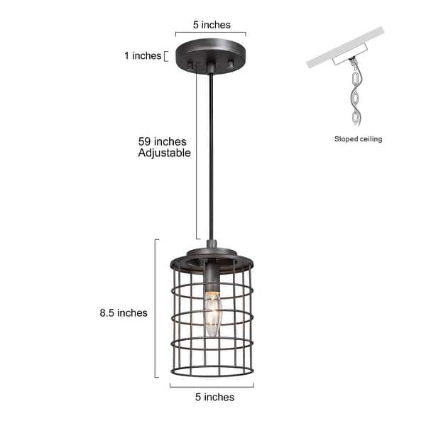 dimension image slide 0 of 2, Modern Industrial 1-Light Cage Pendant Lights for Kitchen Island