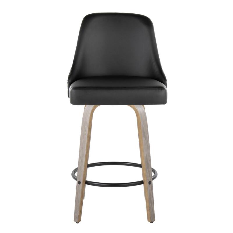 Porch & Den Studded Naldi 26" Fixed-Height Counter Stool with Bent Wood Legs & Round Footrest (Set of 2)