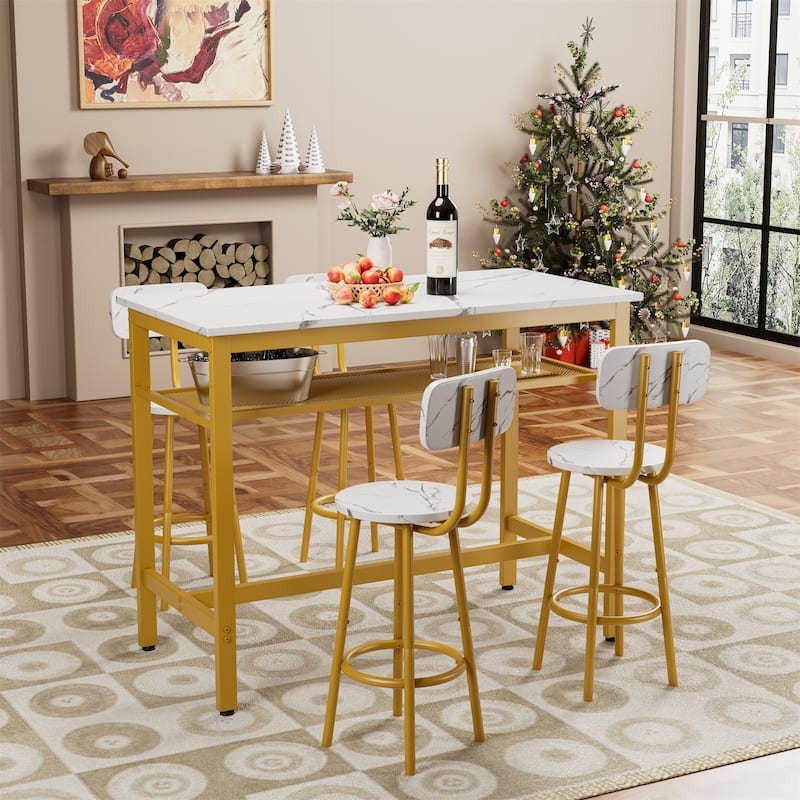 5-Piece Counter Height Bar Table Set with 4 Stools