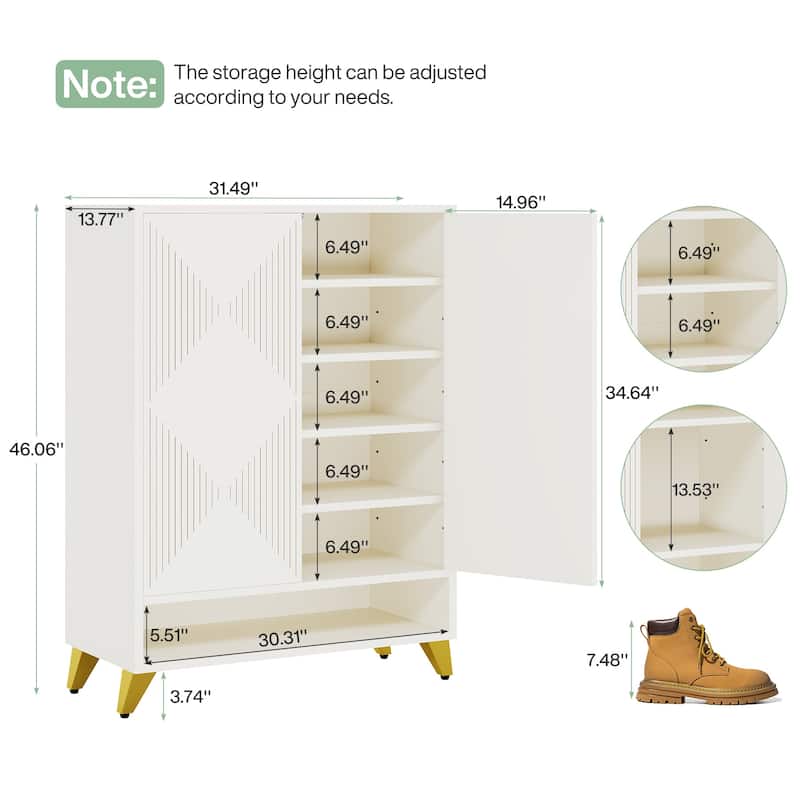 6-tier Modern Shoe Storage Cabinet with Doors for Entryway Living Room