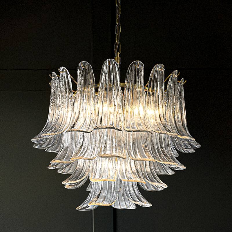 Vintage Mid-Century Modern Chandelier Clear Art Glass Pendant With Antique Bronze Finish For Livingroom Bedroom - W24''