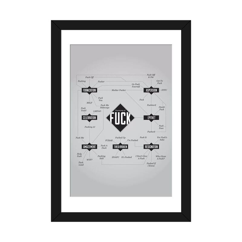iCanvas "F-ck" by Stephen Wildish - Black - 32x24x1
