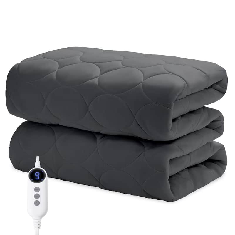 Temperature Regulating Electric Heated Mattress Pad With Controllers - Full - Gray