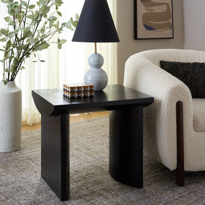 SAFAVIEH Home Bara End Table - 24"W x 18"D x 20"H - Black