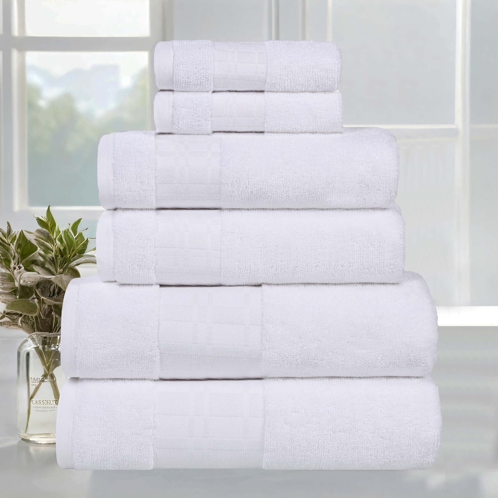 Superior Larissa Cotton Embroidered Geometric Border 6-Piece Towel Set