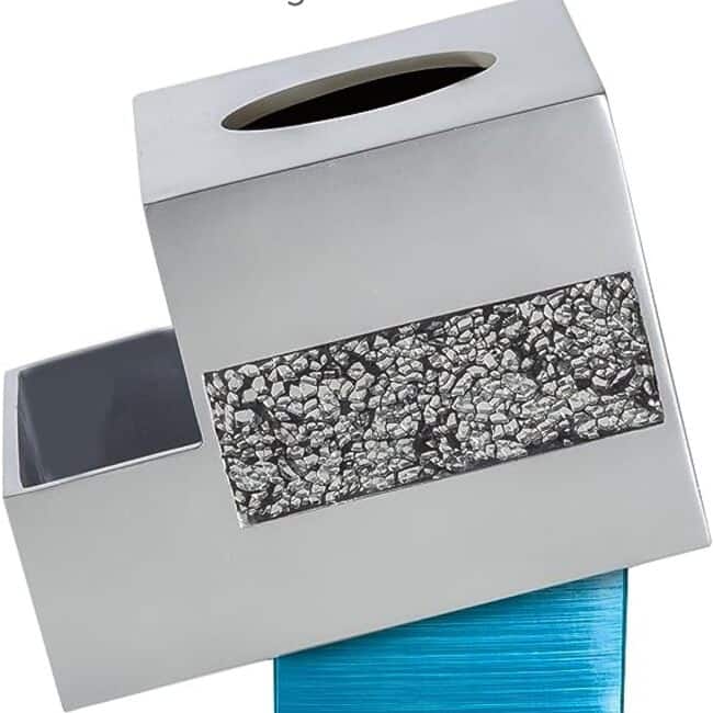 Creative Scents Brushed Nickel Silver Tissue Box Cover Multi-Function Organizer