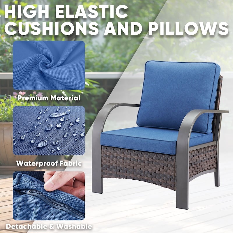 Pocassy Outdoor Sofa PE Wicker Furniture Set