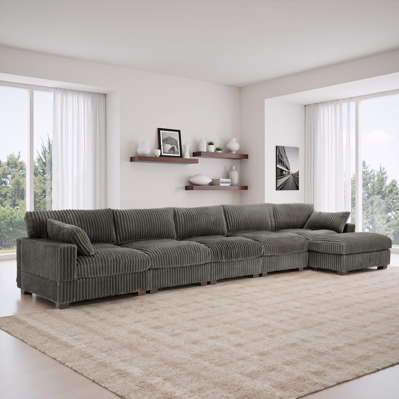 Oversized Plush Modular Sectional Sofa Couch with Ottoman