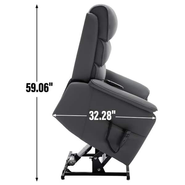 dimension image slide 11 of 18, Dual Motor Power Lift Recliner Chair with Power-Remote & Heat Massage, Electric Leather Adjustable Reclining Sofa