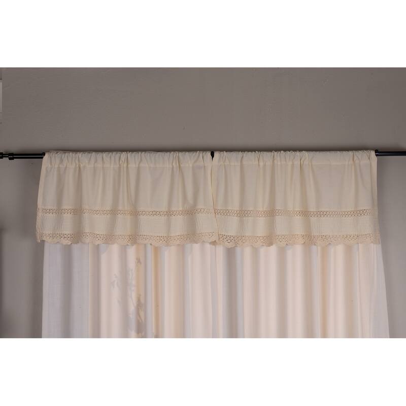 Cottage Home Cotton Crochet Rod Pocket Valance